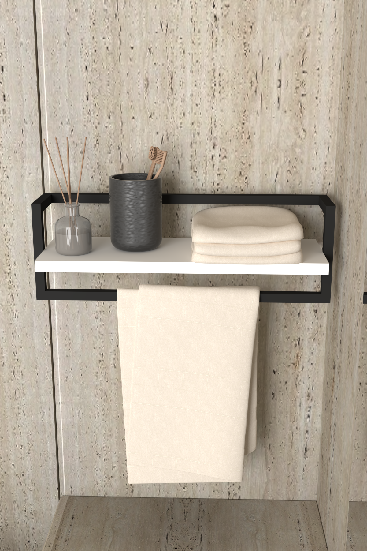 Havluluk Raflı Modern Havlu Askısı