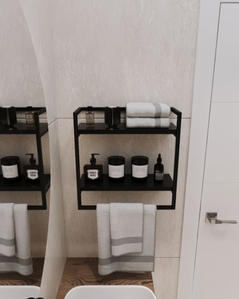 Havluluk Çift Katlı Raflı Modern Metal Çerçeveli