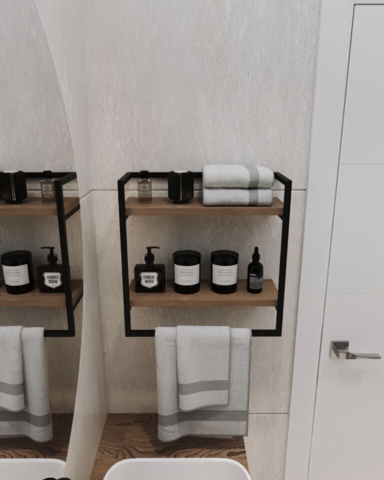 Havluluk Çift Katlı Raflı Modern Metal Çerçeveli