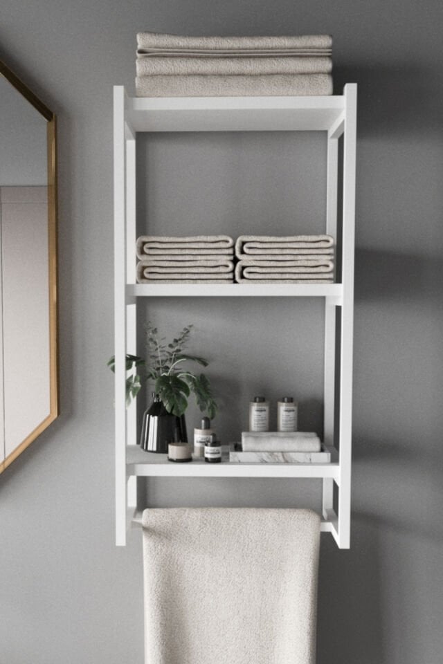 3 Katlı Metal Raf Havluluk Kitaplık Aksesuar Rafı