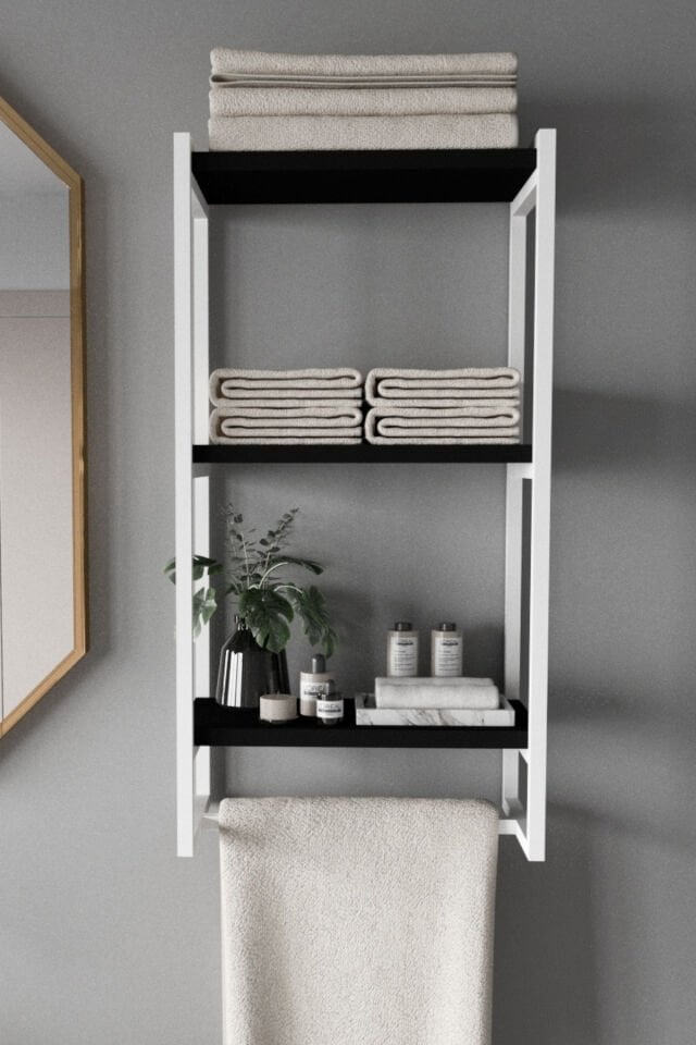 3 Katlı Metal Raf Havluluk Kitaplık Aksesuar Rafı