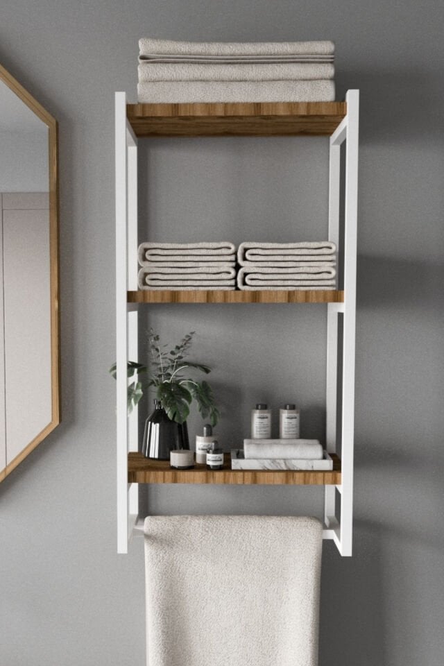 3 Katlı Metal Raf Havluluk Kitaplık Aksesuar Rafı