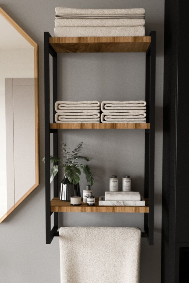 3 Katlı Metal Raf Havluluk Kitaplık Aksesuar Rafı