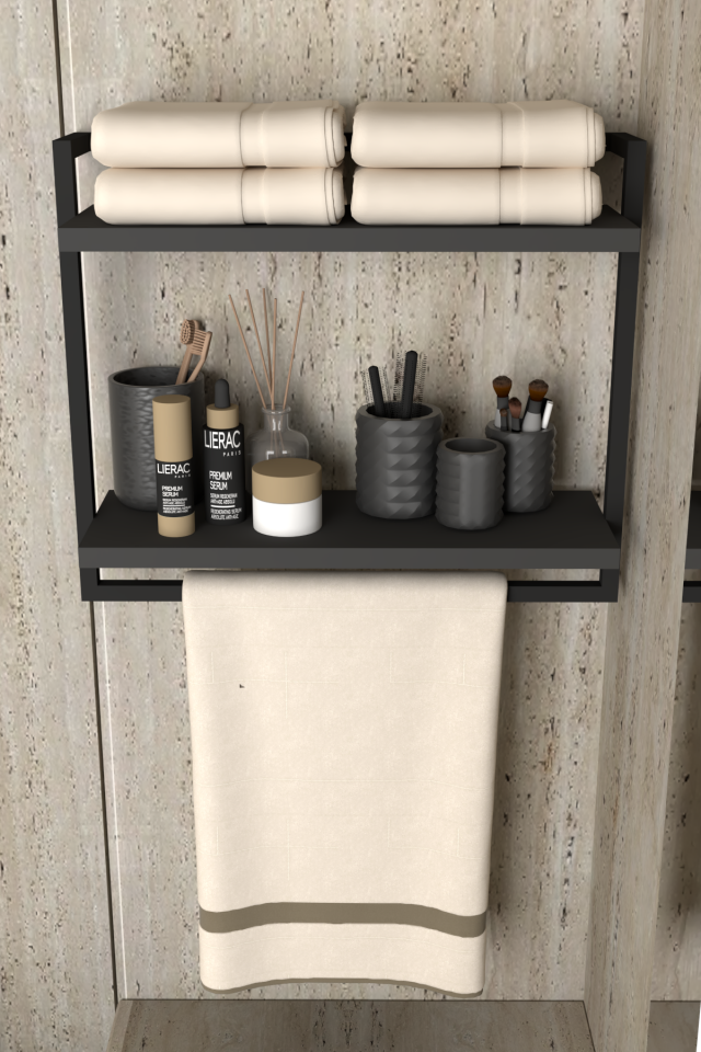 Çift Katlı Raflı Havluluk Geniş Raf Aralığı