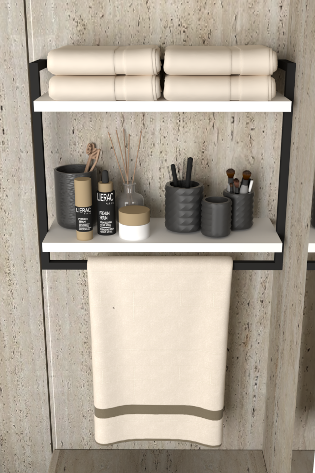 Çift Katlı Raflı Havluluk Geniş Raf Aralığı