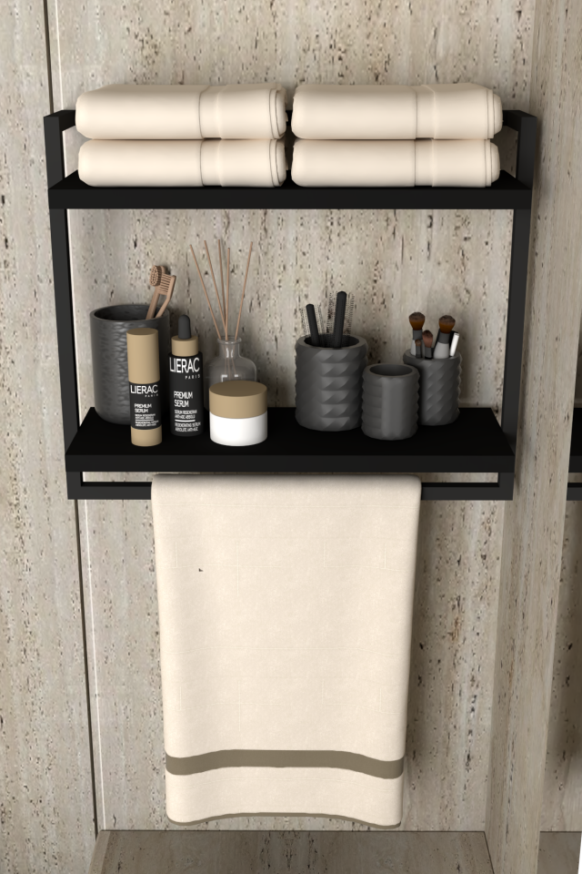 Çift Katlı Raflı Havluluk Geniş Raf Aralığı