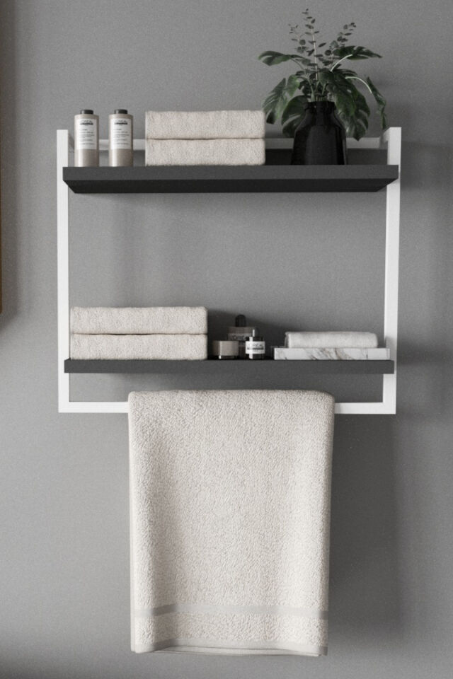 Çift Katlı Raflı Havluluk Geniş Raf Aralığı