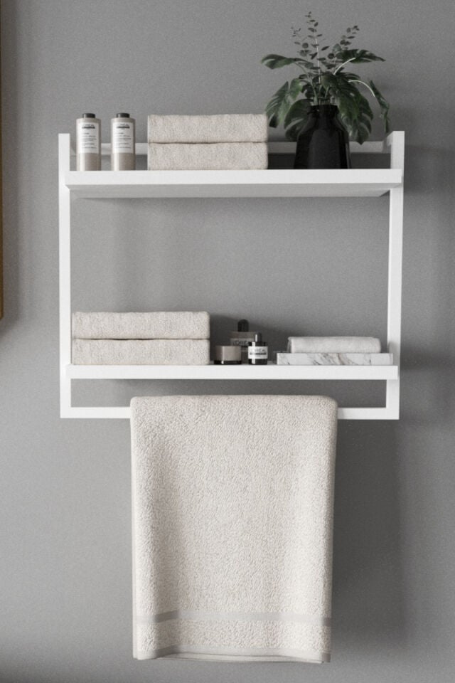 Çift Katlı Raflı Havluluk Geniş Raf Aralığı