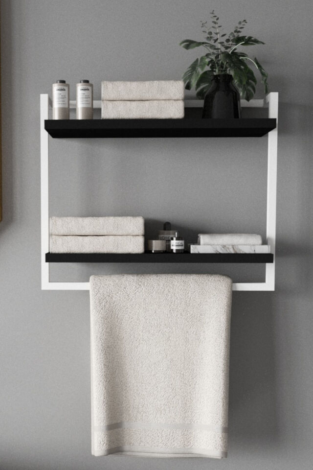 Çift Katlı Raflı Havluluk Geniş Raf Aralığı