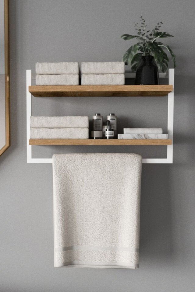 Havluluk Çift Katlı Raflı Havlu Askısı