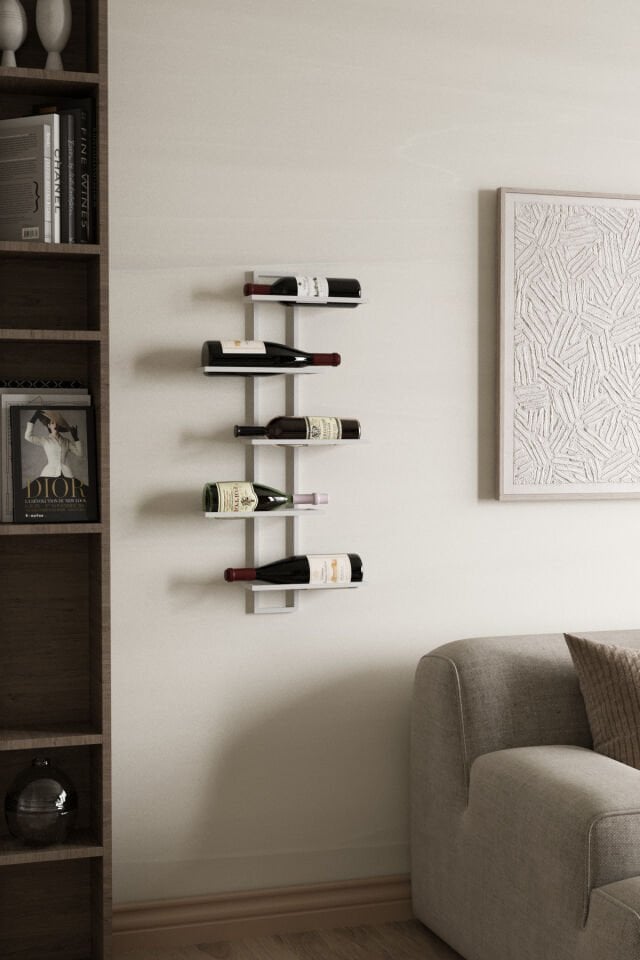 5 Şişelik Şaraplık Modern Duvar Tipi Metal Şarap Rafı – Şık ve Dayanıklı Tasarım