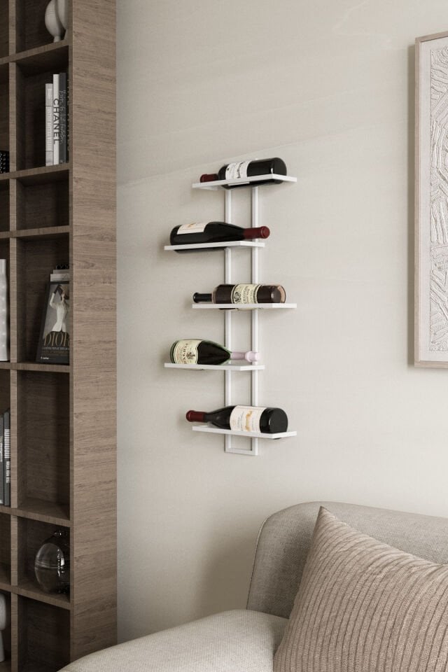 5 Şişelik Şaraplık Modern Duvar Tipi Metal Şarap Rafı – Şık ve Dayanıklı Tasarım