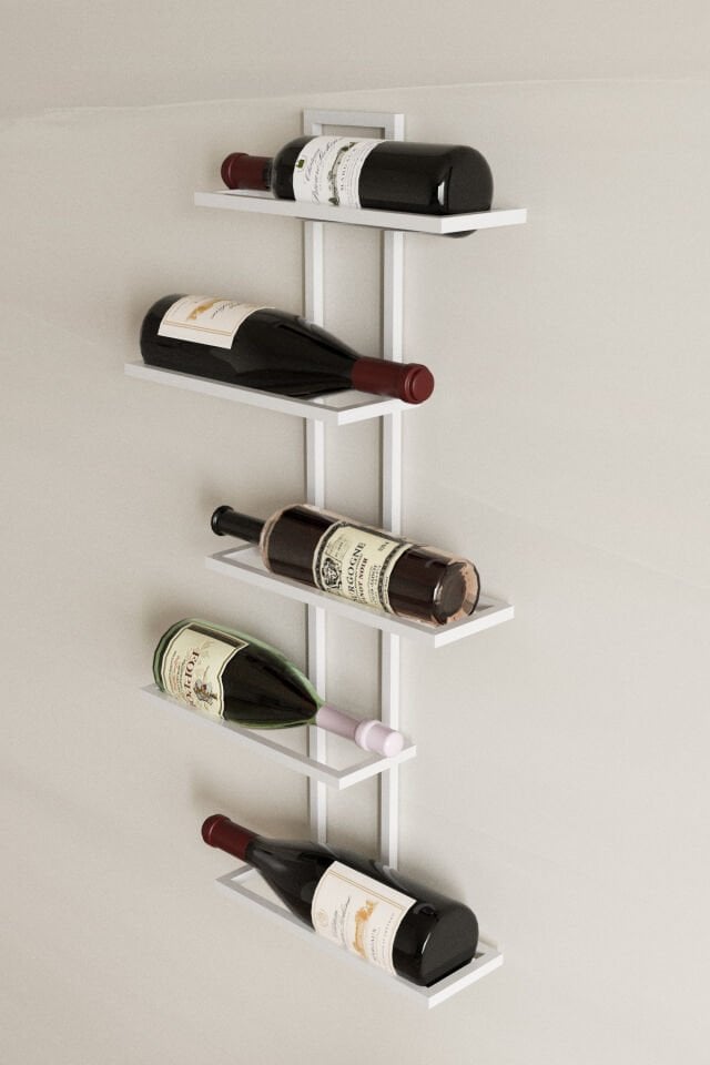 5 Şişelik Şaraplık Modern Duvar Tipi Metal Şarap Rafı – Şık ve Dayanıklı Tasarım