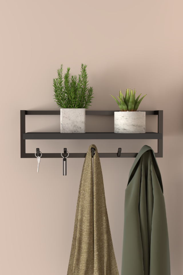 Portmanto Duvar Askılığı Modern Raflı Metal Askılık