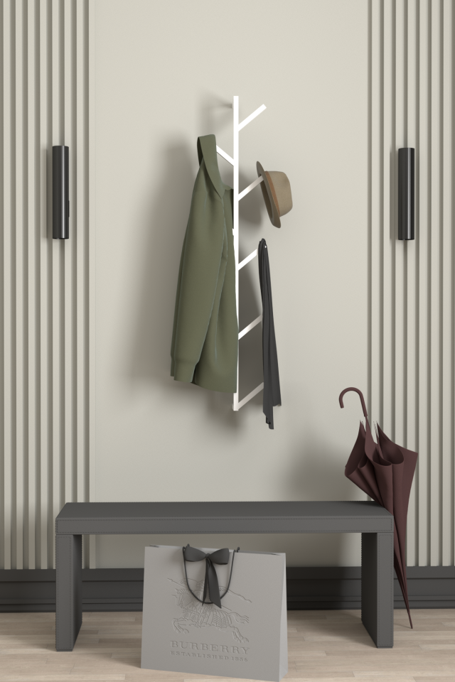 9 Kollu Antre Hol Metal Askılık - Çanta Şal Mont Havlu Bornoz Çok Amaçlı Fidan Askılığı