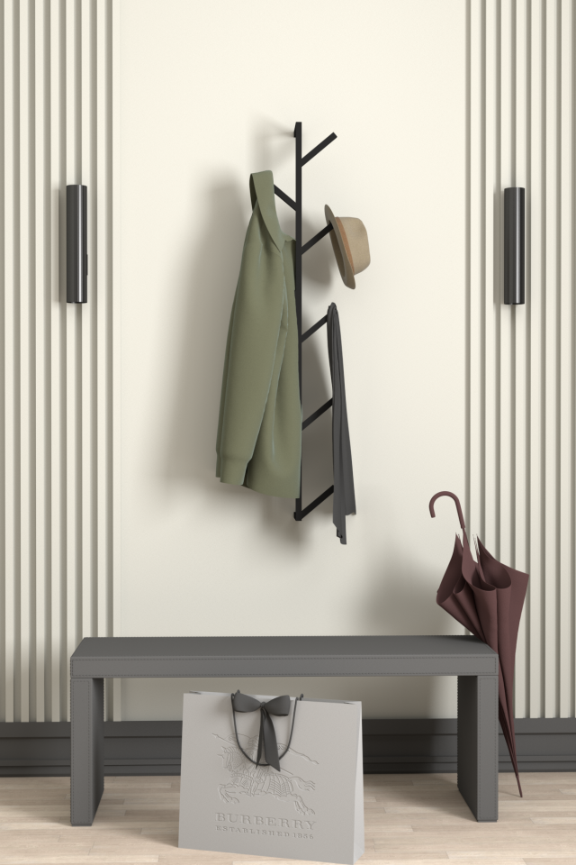 9 Kollu Antre Hol Metal Askılık - Çanta Şal Mont Havlu Bornoz Çok Amaçlı Fidan Askılığı