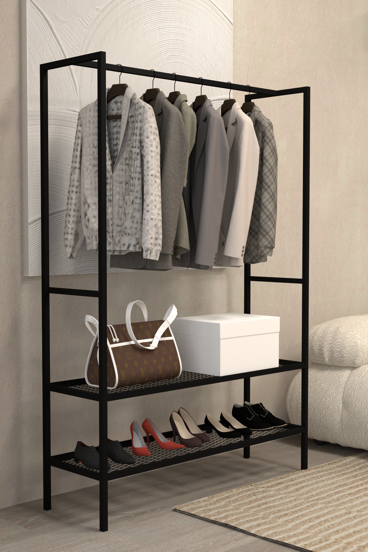 Metal Gardırop Açık Elbise Askılığı