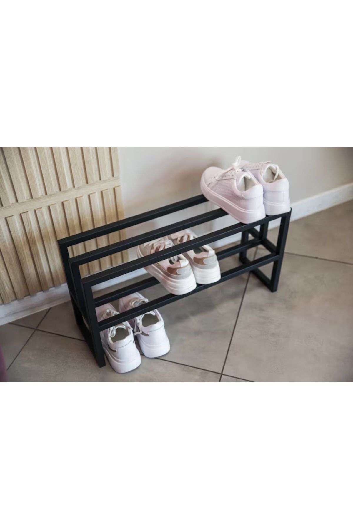 Endüstriyel Metal Ayakkabılık Şık Modern Koridor Ayakkabı Rafı Dayanıklı Metal Stand Dolap İçi Raf
