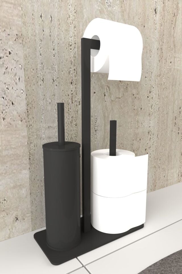 Tuvalet Kağıtlığı Yedekli Fırçalı Tasarım