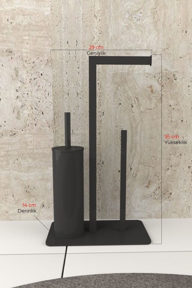 Tuvalet Kağıtlığı Yedekli Fırçalı Tasarım