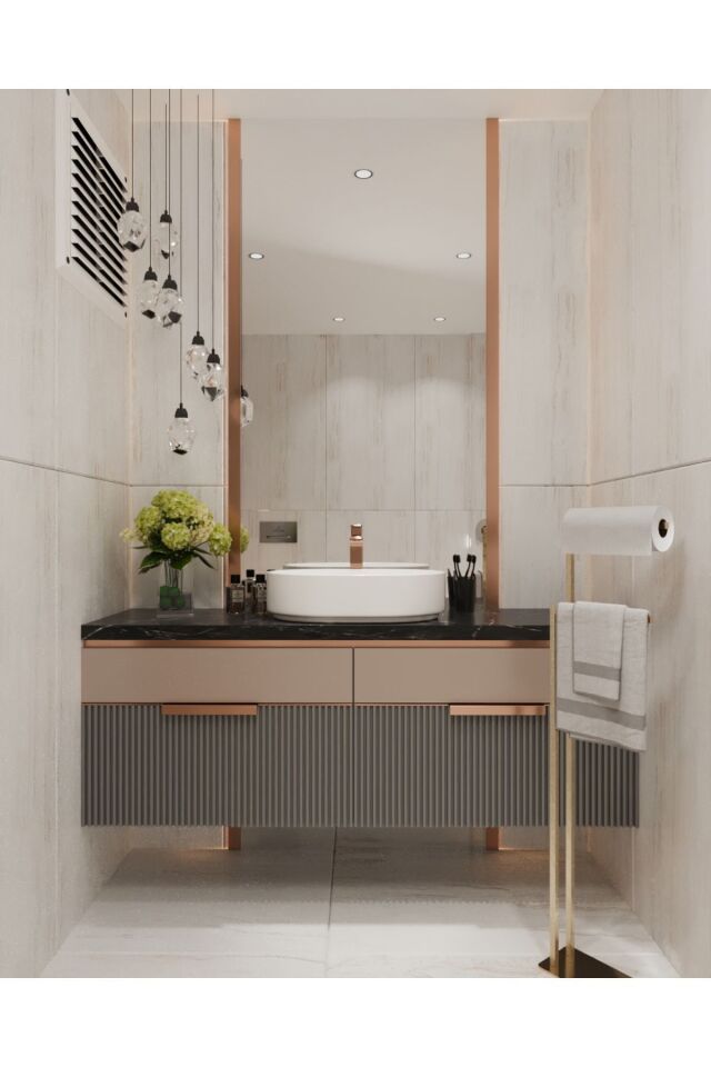 Metal Ayaklı Havluluk Kağıt Havlu Askısı Gold