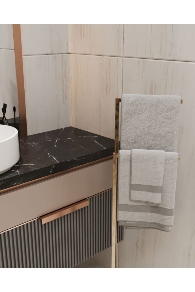 Metal Ayaklı Havluluk Kağıt Havlu Askısı Gold