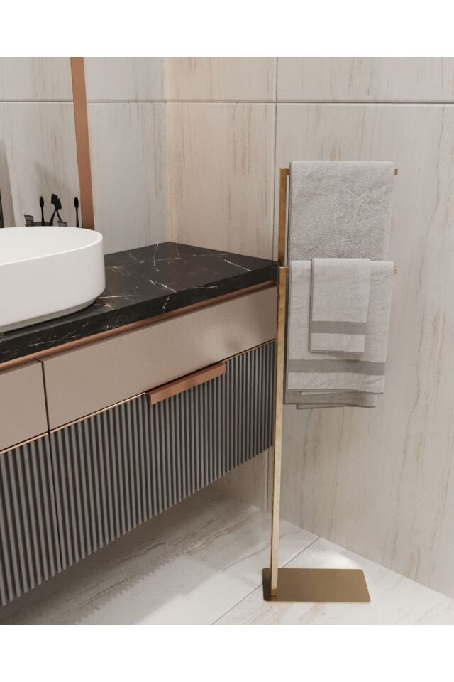 Metal Ayaklı Havluluk Kağıt Havlu Askısı Gold