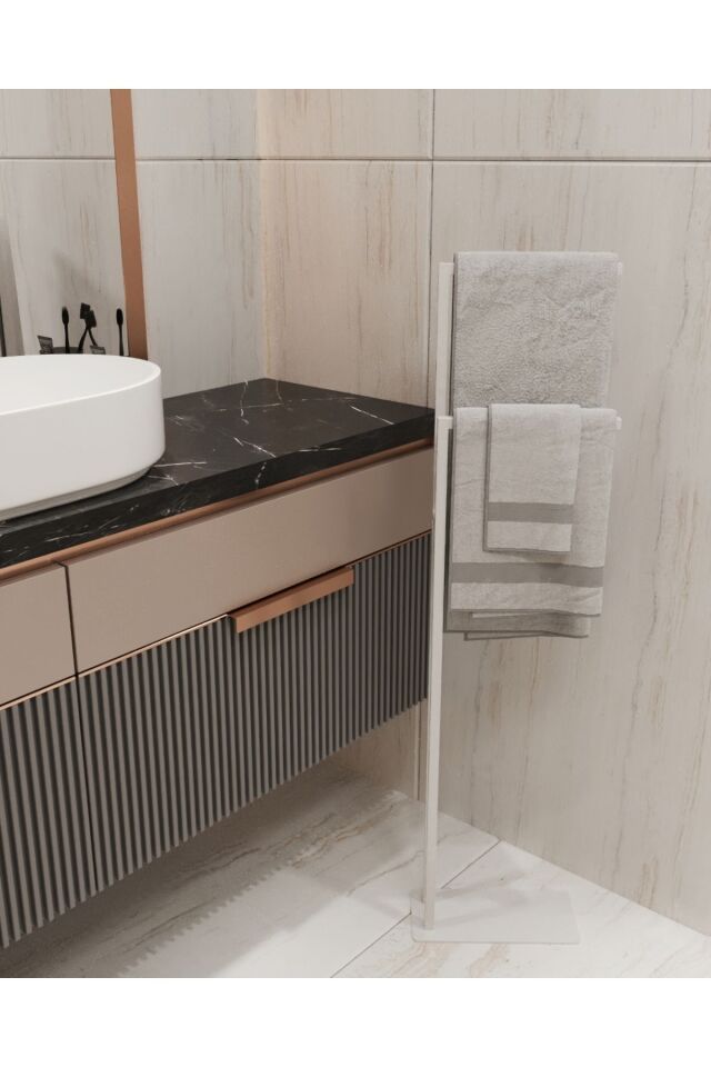 Metal Ayaklı Havluluk Kağıt Havlu Askısı Beyaz