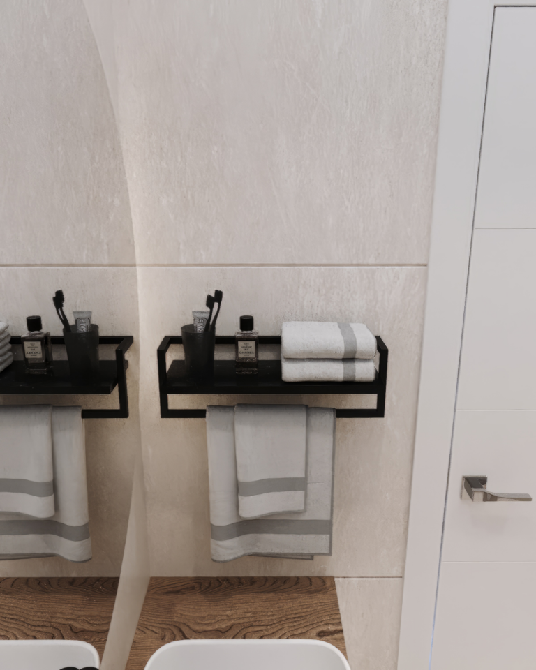 Havluluk Raflı Modern Havlu Askısı Siyah - Siyah