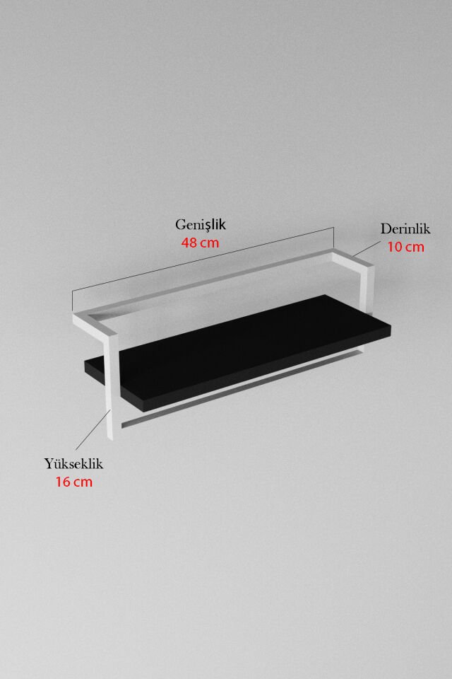 Havluluk Raflı Modern Havlu Askısı Beyaz - Siyah