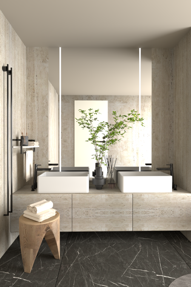 Havluluk Raflı Modern Havlu Askısı Siyah - Beyaz