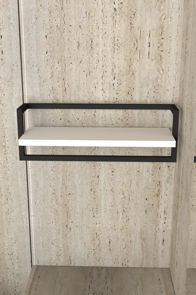 Havluluk Raflı Modern Havlu Askısı Siyah - Beyaz