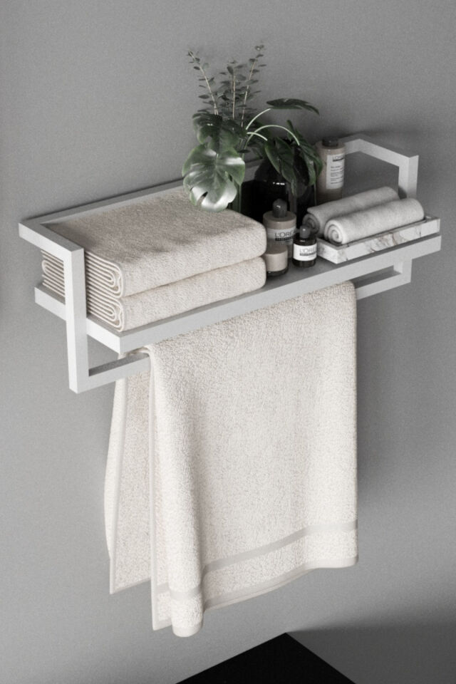 Havluluk Raflı Modern Havlu Askısı Beyaz - Beyaz