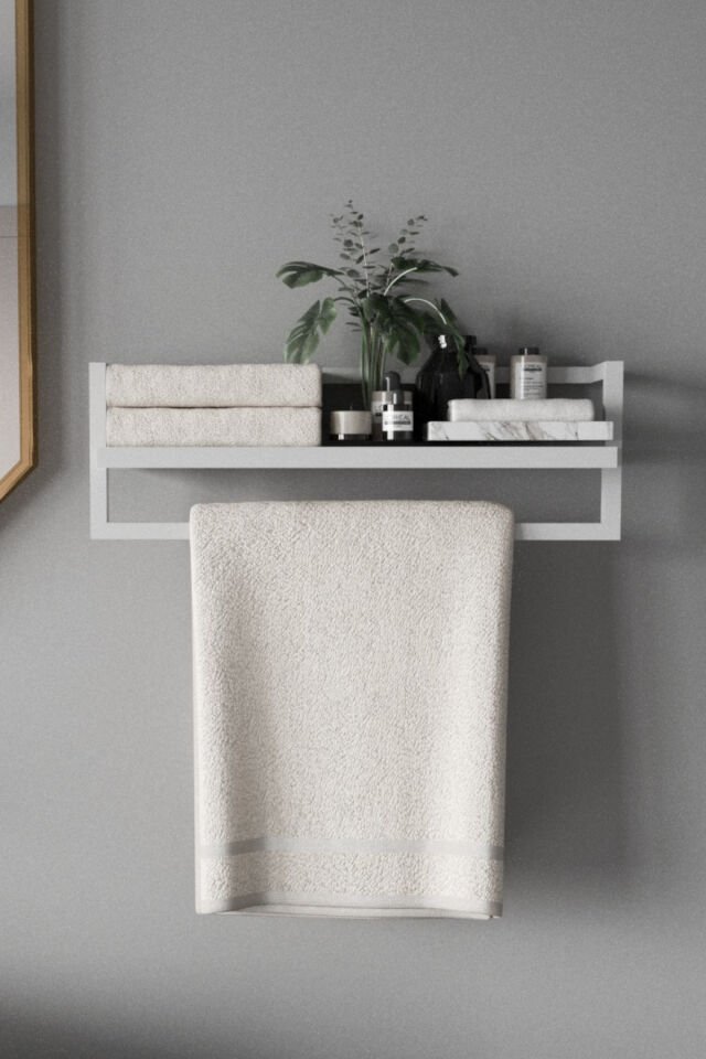 Havluluk Raflı Modern Havlu Askısı Beyaz - Beyaz