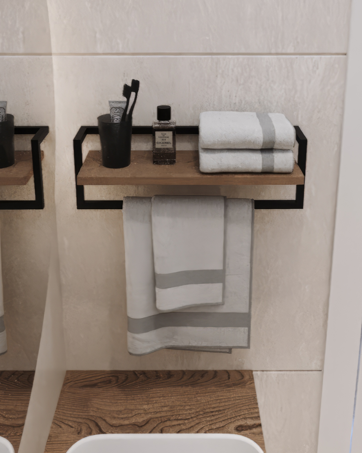 Havluluk Raflı Modern Havlu Askısı Siyah - Ud