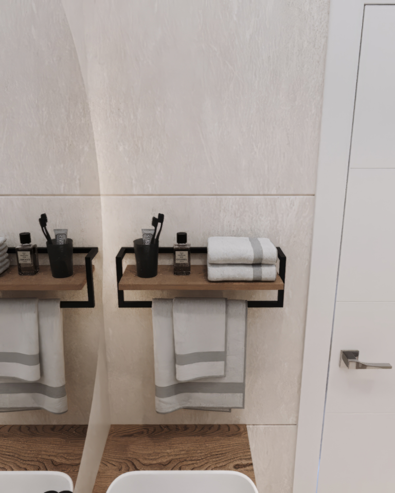 Havluluk Raflı Modern Havlu Askısı Siyah - Ud