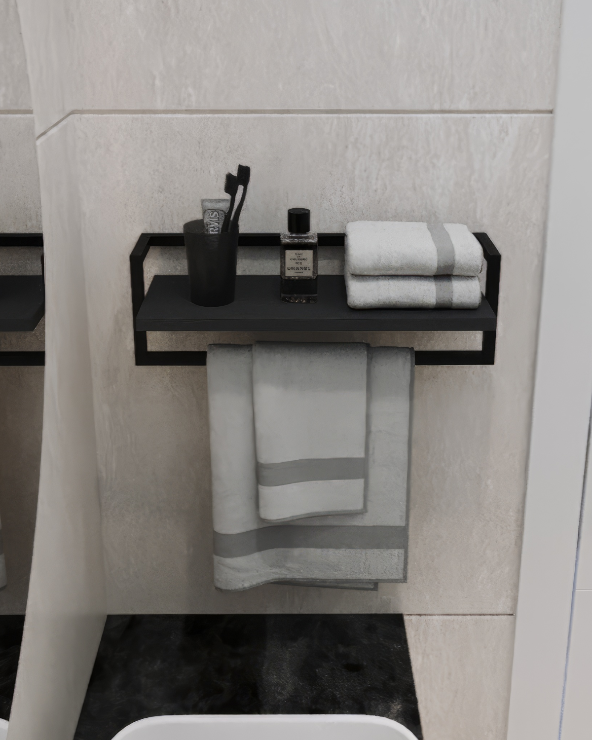 Havluluk Raflı Modern Havlu Askısı Siyah - Antrasit