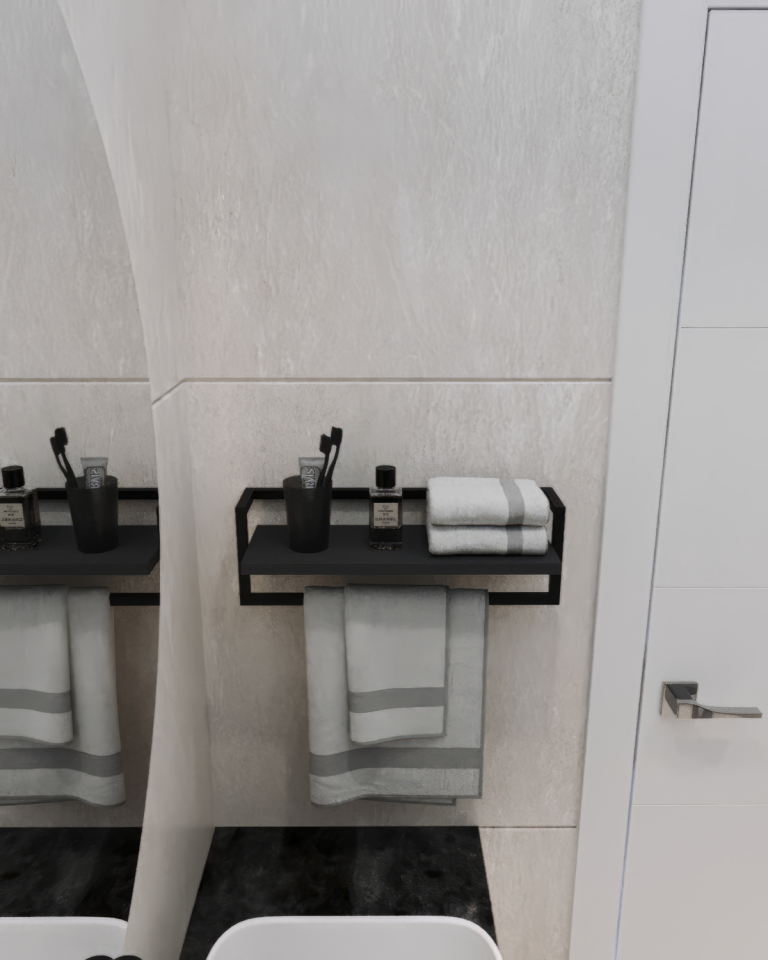 Havluluk Raflı Modern Havlu Askısı Siyah - Antrasit