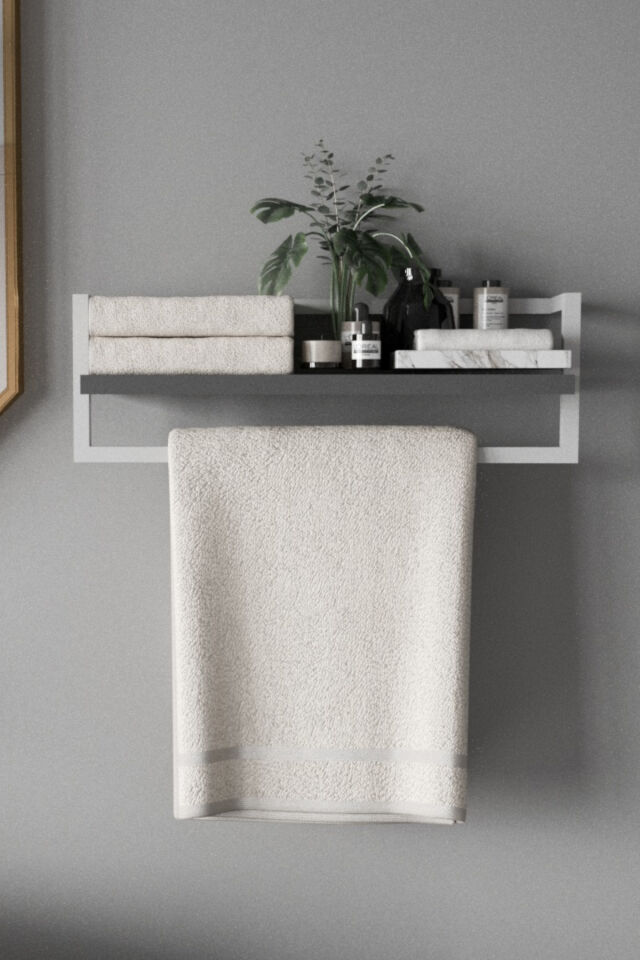 Havluluk Raflı Modern Havlu Askısı Beyaz - Antrasit