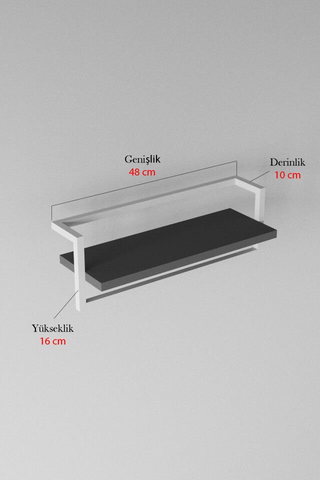 Havluluk Raflı Modern Havlu Askısı Beyaz - Antrasit