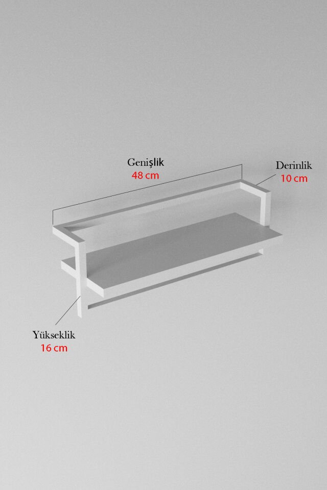 Havluluk Raflı Modern Havlu Askısı Beyaz - Mermer
