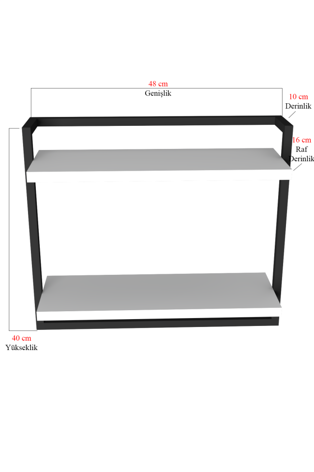 Çift Katlı Raflı Havluluk Geniş Raf Aralığı Siyah - Beyaz