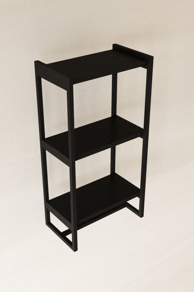 3 Katlı Metal Raf Havluluk Kitaplık Aksesuar Rafı Siyah - Siyah