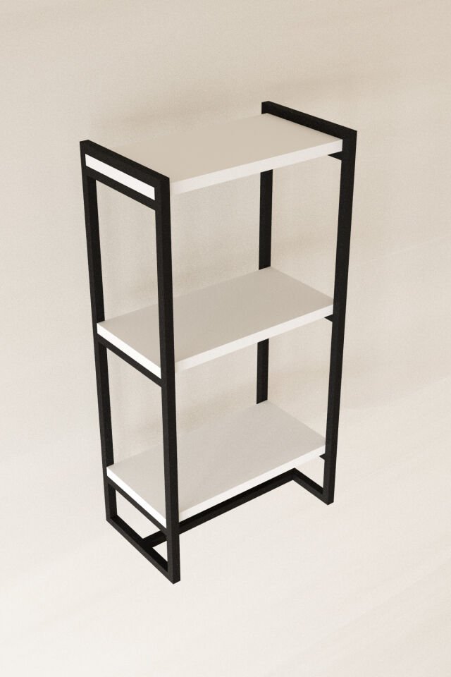 3 Katlı Metal Raf Havluluk Kitaplık Aksesuar Rafı Siyah - Beyaz