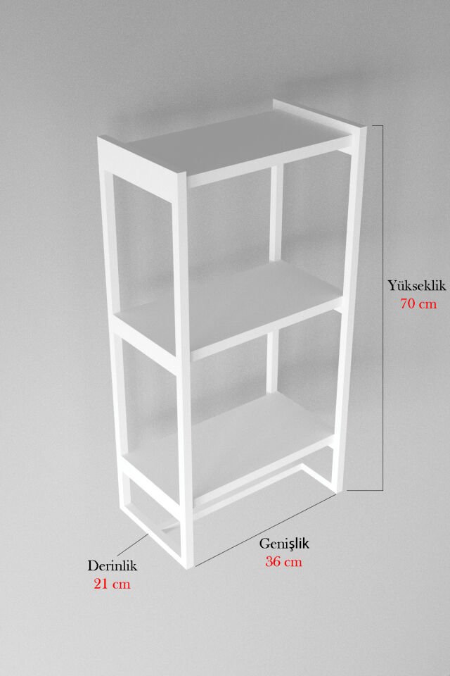3 Katlı Metal Raf Havluluk Kitaplık Aksesuar Rafı Beyaz - Beyaz