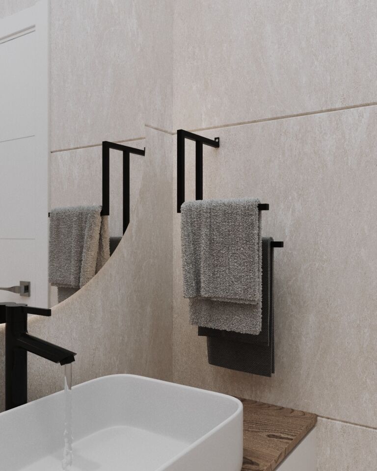 Şık ve Fonksiyonel 2 Kollu Havlu & Kağıt Havlu Tutucu Siyah