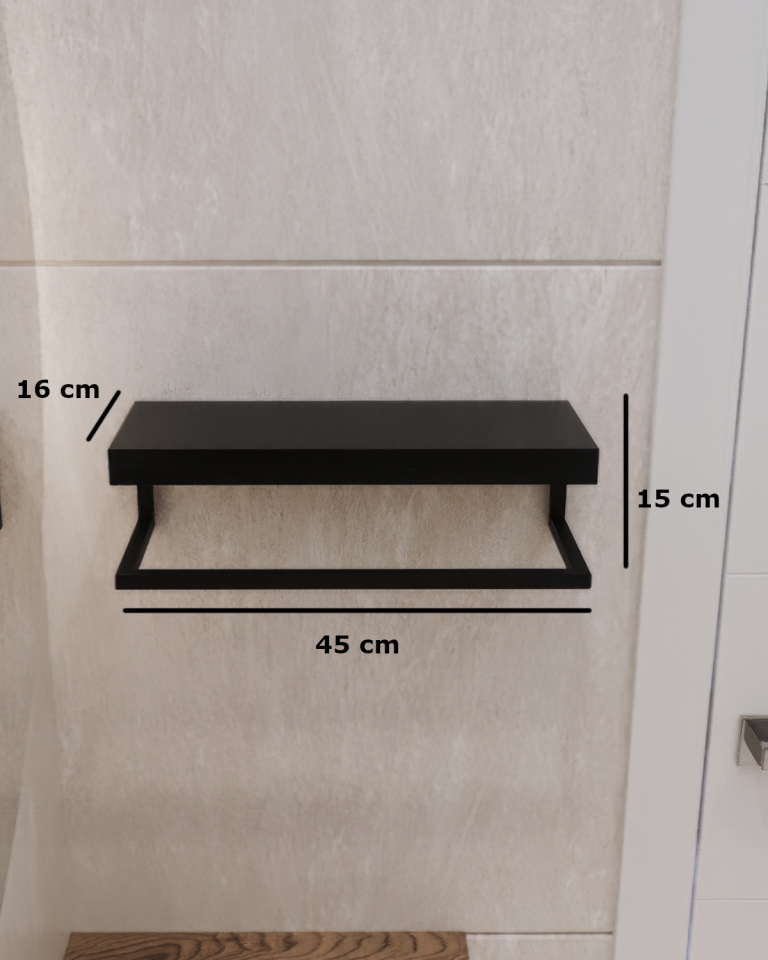 Havluluk Duvara Monte Metal Raf Siyah - Siyah