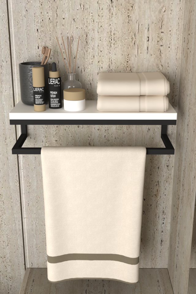 Havluluk Duvara Monte Metal Raf Siyah - Beyaz