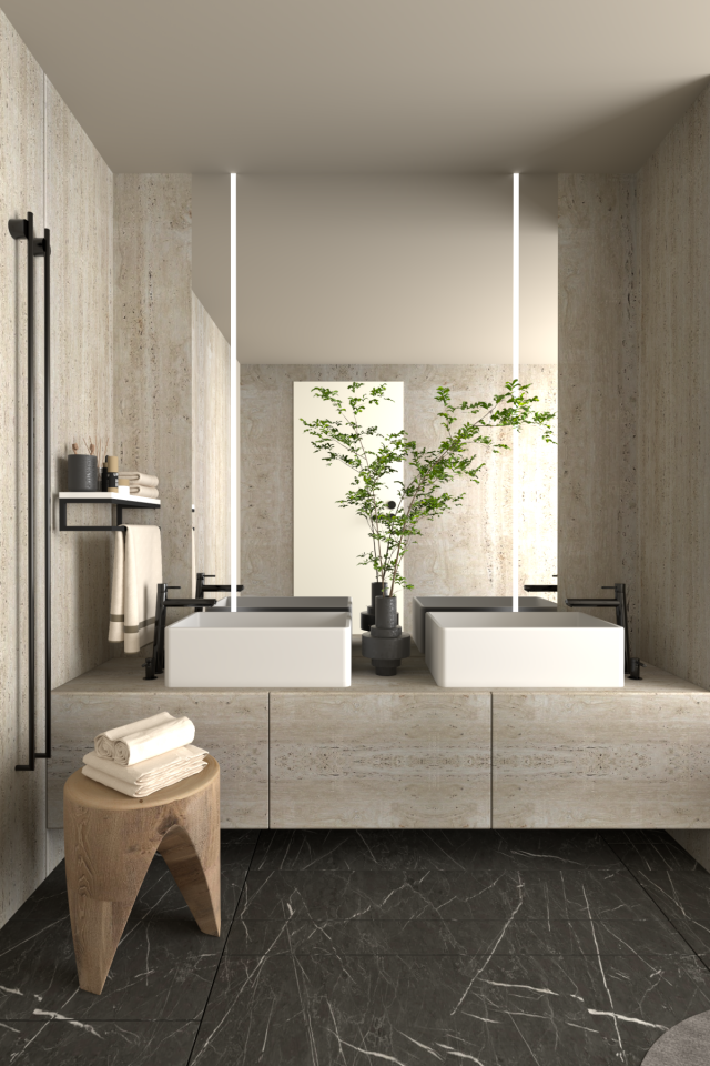 Havluluk Duvara Monte Metal Raf Siyah - Beyaz