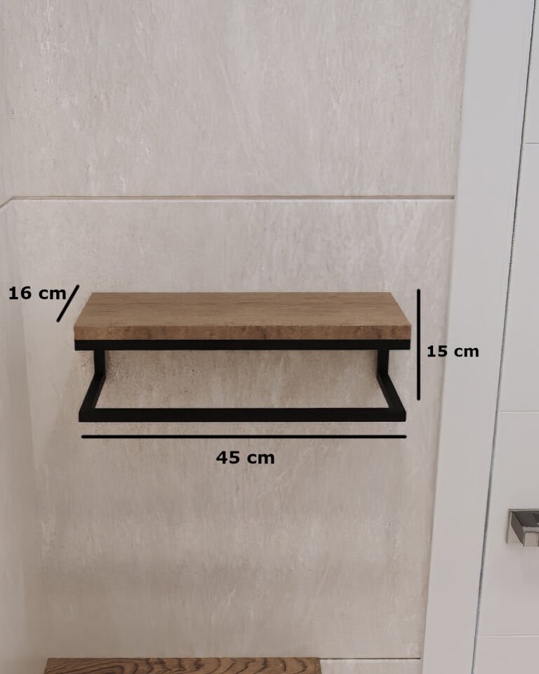 Havluluk Duvara Monte Metal Raf Siyah - Ud